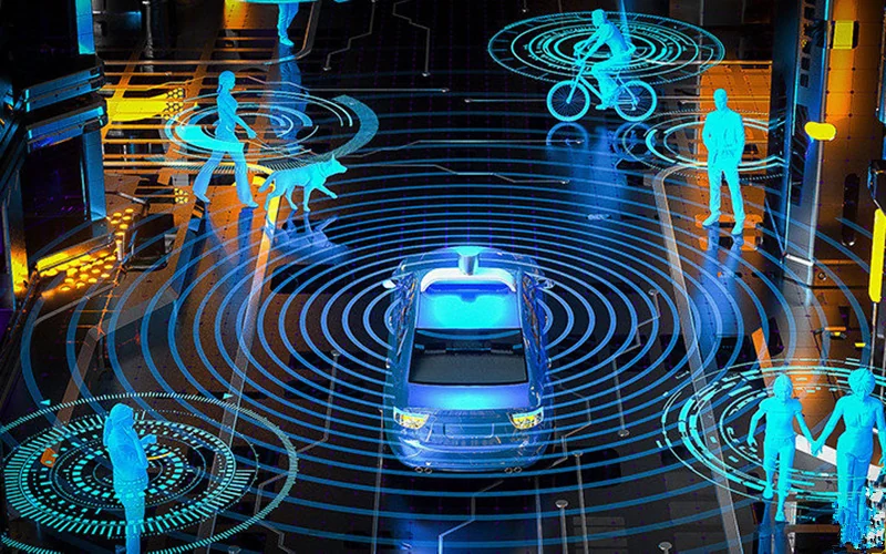 mmWave radar sensor measuring vehicle range speed and angle